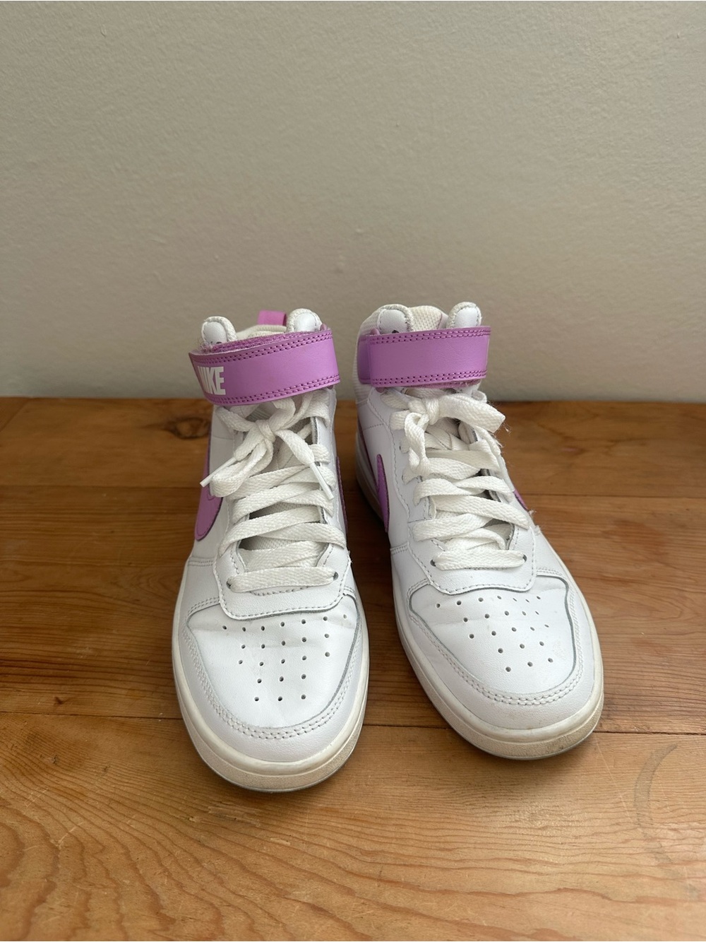 Nike Kids White and Purple High-Top Sneakers - Picture 2 of 6